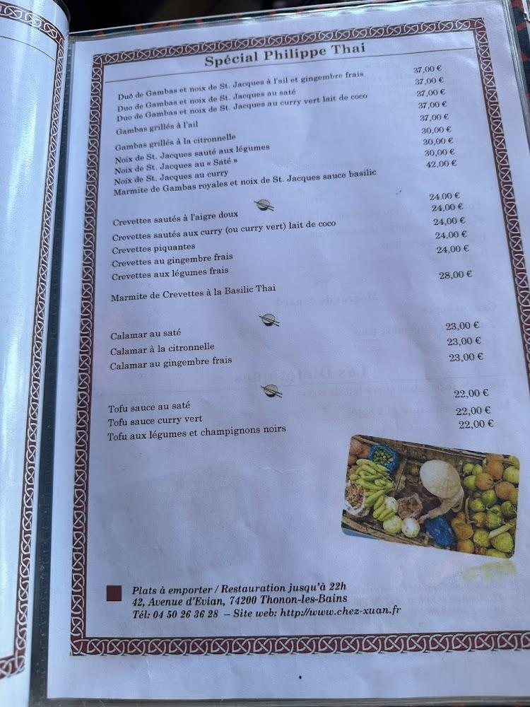 Chez Xuan Restaurant Asiatique - Menu Image 1