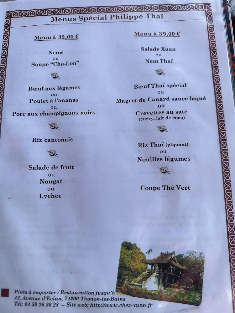Chez Xuan Restaurant Asiatique - Menu Image 2