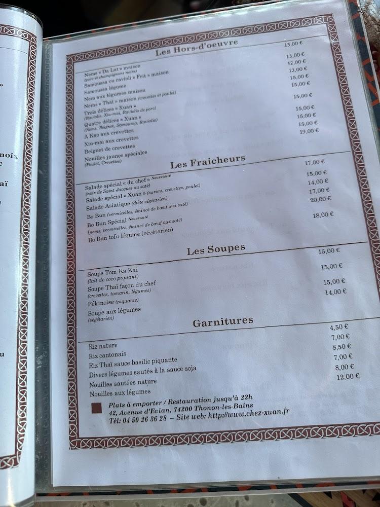 Chez Xuan Restaurant Asiatique - Menu Image 3