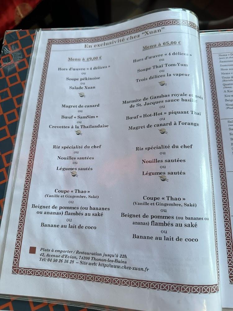 Chez Xuan Restaurant Asiatique - Menu Image 4